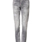 Gray Washed Mid Waist Tapered Denim Jeans