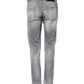 Gray Washed Mid Waist Tapered Denim Jeans