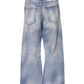 Blue Washed High Waist Wide Leg Jeans