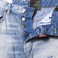 Blue Washed High Waist Wide Leg Jeans