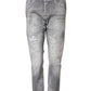 Gray Washed Mid Waist Tapered Jeans