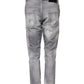 Gray Washed Mid Waist Tapered Jeans