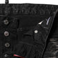Black Washed Mid Waist Tapered Denim Jeans