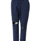 Blue Cotton Mid Waisted Jogger Pants