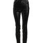 Black Cotton Stretch Silver Lurex Thread Pants
