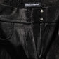 Black Cotton Stretch Silver Lurex Thread Pants