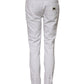 White Cotton Mid Waisted Women Denim Jeans