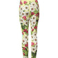 Yellow Silk Floral Leggings Pants