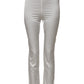 Ivory Silk Tapered High Waist Pants