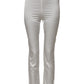 Ivory Silk Tapered High Waist Pants