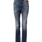 Blue Rhinestone Embellished Denim Jeans