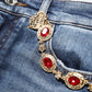 Blue Rhinestone Embellished Denim Jeans