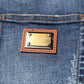 Blue Rhinestone Embellished Denim Jeans