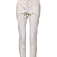 White Wool Tapered High Waist Pants