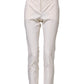 White Wool Tapered High Waist Pants