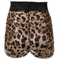 Brown Leopard High Waist Hot Pants Shorts