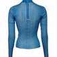 Blue See Through Turtleneck Long Sleeves Top