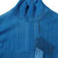 Blue See Through Turtleneck Long Sleeves Top