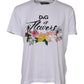 White Printed Cotton Short Sleeves T-shirt