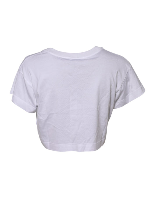 White Floral Lace DG Detailing Cropped T-shirt