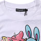 White Cotton Graphic Print Crew Neck T-shirt