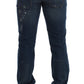 Chic Blue Wash Painted Slim Fit Jeans