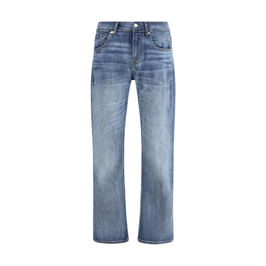 Blue Cotton Straight-Leg Jeans