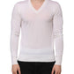 White Cashmere Logo V-neck Pullover Sweater