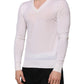 White Cashmere Logo V-neck Pullover Sweater