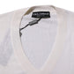White Cashmere Logo V-neck Pullover Sweater
