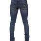Blue Washed Skinny Cotton Tattered Denim Jeans