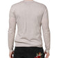Beige Printed Logo Roundneck Long Sleeves Men Sweater
