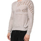 Beige Printed Logo Roundneck Long Sleeves Men Sweater
