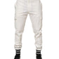 White Cotton Jogger Cargo Skinny Men Pants