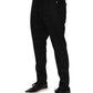 Black Striped Wool Men Jogger Pants