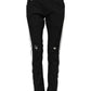 Black Tattered White Lining Skinny Denim Jeans