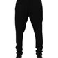 Black Viscose Skinny Logo Men Jogger Pants