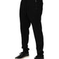 Black Viscose Skinny Logo Men Jogger Pants