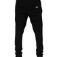 Black Viscose Skinny Logo Men Jogger Pants