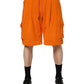 Orange Cotton Men Casual Cargo Bermuda Shorts