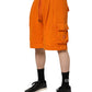 Orange Cotton Men Casual Cargo Bermuda Shorts