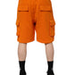 Orange Cotton Men Casual Cargo Bermuda Shorts