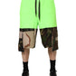 Green Patchwork Cargo Bermuda Men Shorts