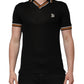 Black DG Silk V-neck Collared Men Polo T-shirt