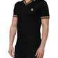 Black DG Silk V-neck Collared Men Polo T-shirt