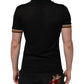 Black DG Silk V-neck Collared Men Polo T-shirt