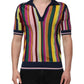 Multicolor Stripes Collared Men Polo T-shirt