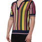 Multicolor Stripes Collared Men Polo T-shirt