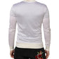 White Silk Crew Neck Long Sleeves T-shirt
