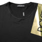 Black Logo Tape Cotton Men Crew Neck T-shirt